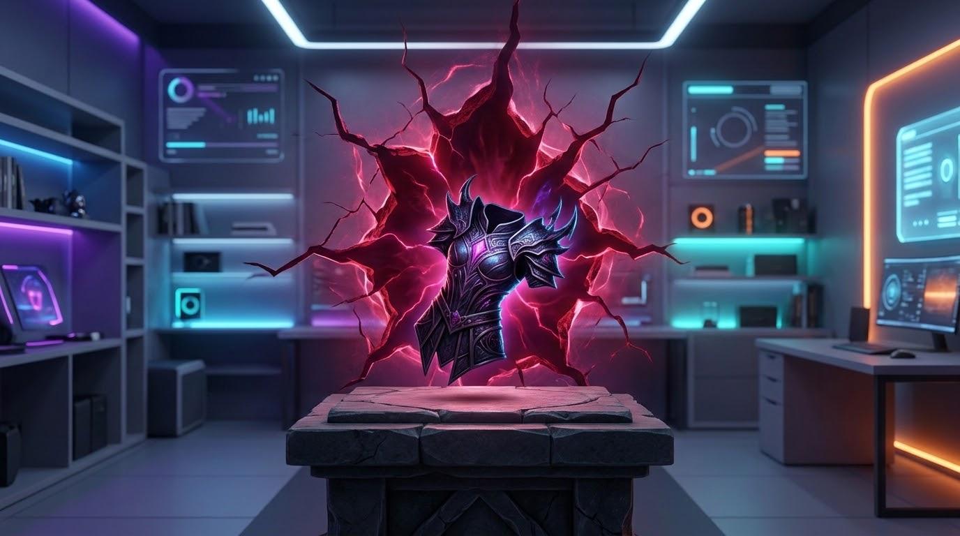 魔力を帯びた装備と赤紫色の裂け目を配置したDiablo IVシーズン14解説記事のアイキャッチ