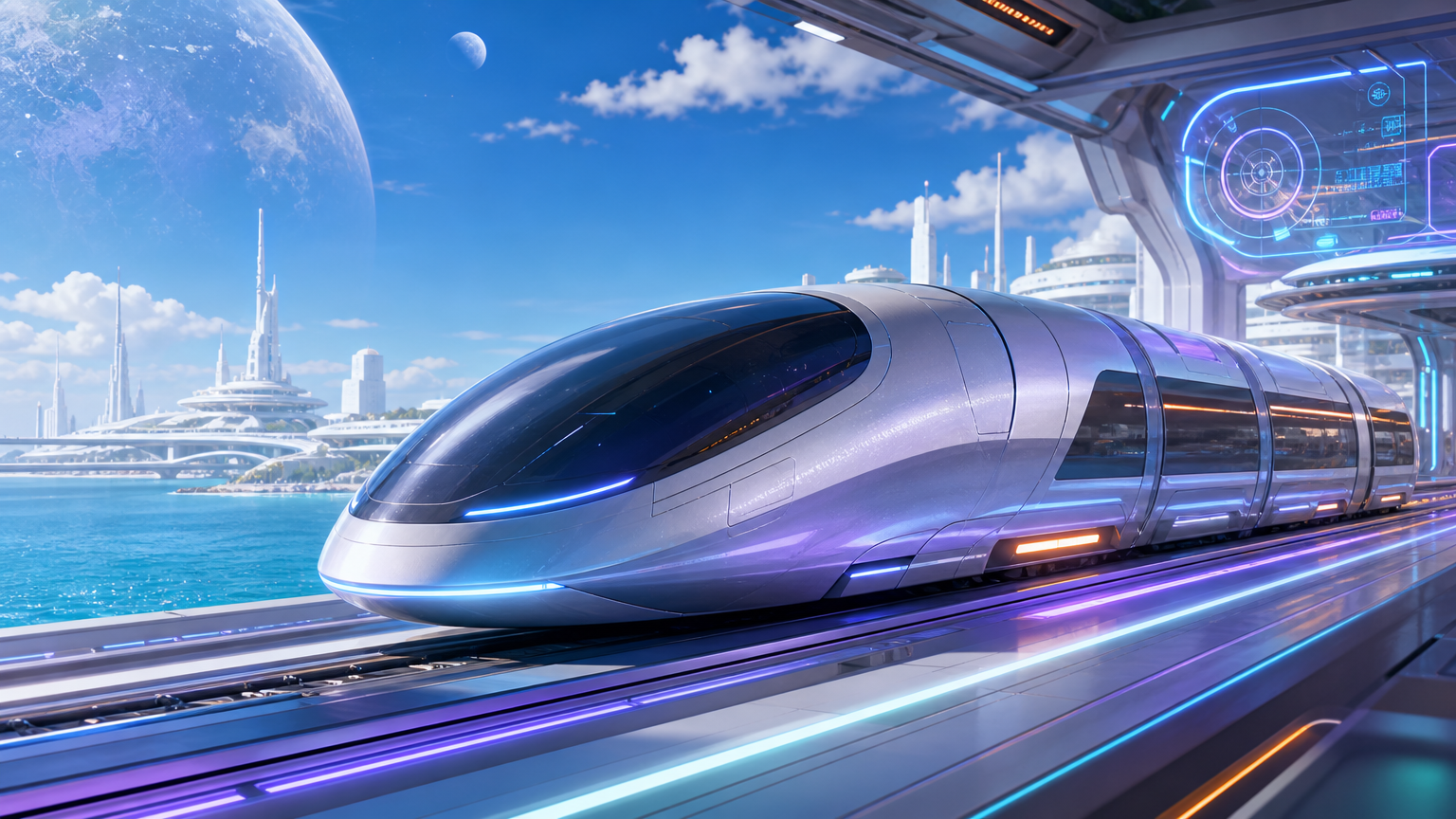 宇宙列車が海辺の未来都市へ向かう『崩壊：スターレイル』Ver.4.5のイメージ