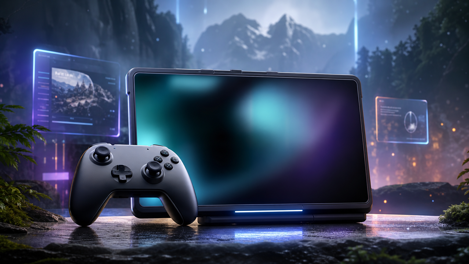 ゲームコントローラーとファンタジー風の発光背景でXbox Game Pass追加を表現したイメージ