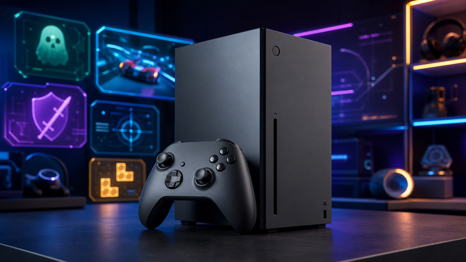 ゲーム機風デバイスと複数ジャンルをイメージしたXbox新作ラインアップのアイキャッチ画像